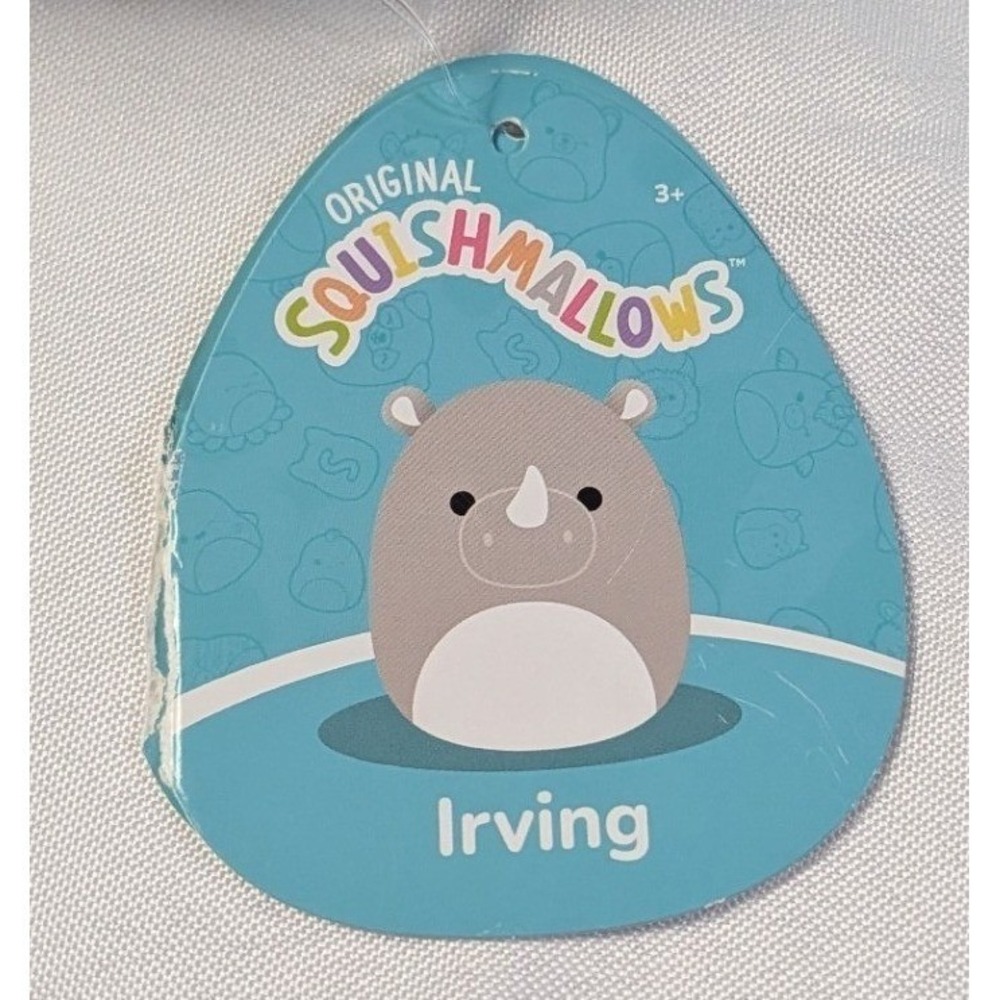 Squishmallows Irving the Rhino 5 Inch Grey White Plush Stuffed Animal Toy NWT - Picture 5 of 7